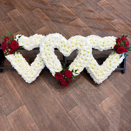 Based Triple Heart - Sympathy Flowers